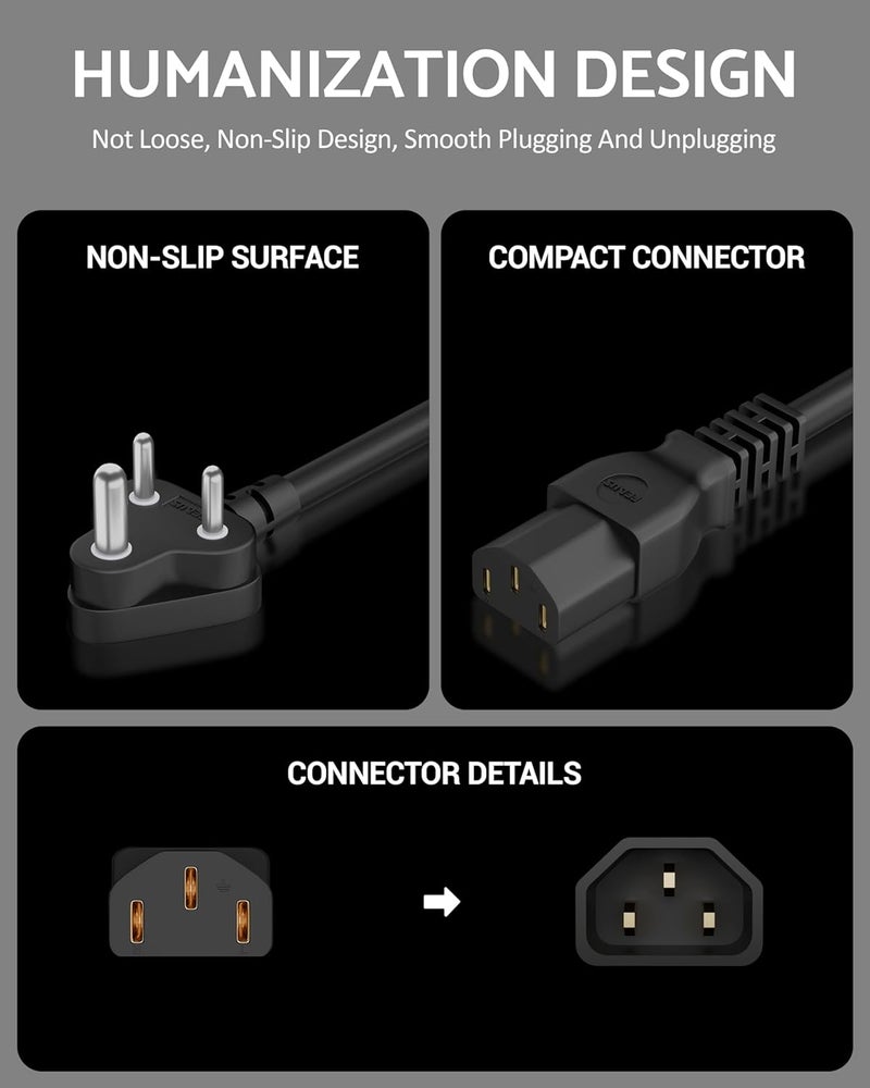FEDUS 10 Meter Desktop PC Computer Power Cord, 2500 Watt IEC C13 Power Cable for Pc, 3 Pin Ac Wire Lead for SMPS Power Supply, Monitor, Printer, Electric Kettle, TV, All Gaming Computers - Image 5