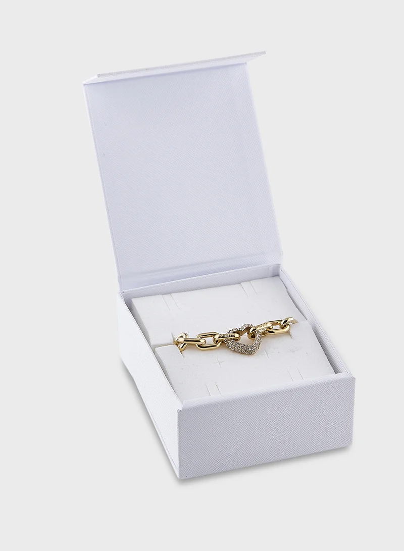 جس Jubb05016Jwygs 18Mm Pave Heart Chain Bracelet