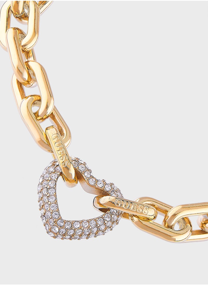 GUESS Jubb05016Jwygs 18Mm Pave Heart Chain Bracelet  - Image 3