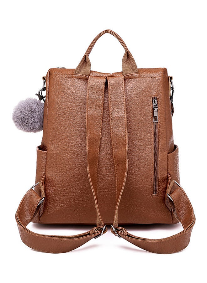 NIBEMINENT - Zipper Closure Backpack Brown - Image 1