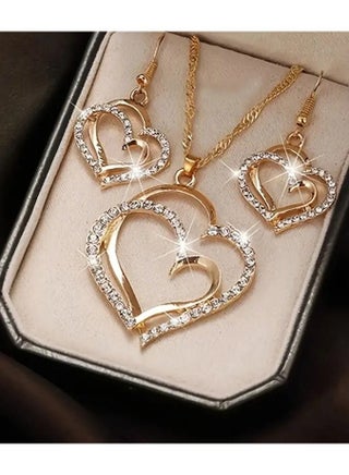 1 Pair Of Earrings + 1 Necklace French Romantic Style Jewelry Set Sparkling Heart Design Silvery Or Golden Make Your Call Gift For Her - pzsku/ZD04A7AF3621FB4887D29Z/45/1742960973/84aafd21-7d16-4f78-9f9f-1d6c53b7e428