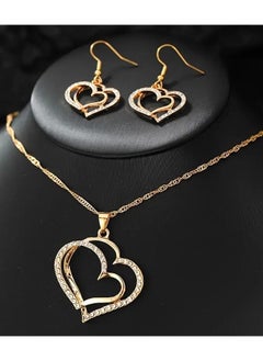 Goolsky 1 Pair Of Earrings + 1 Necklace French Romantic Style Jewelry Set Sparkling Heart Design Silvery Or Golden Make Your Call Gift For Her  - Image 2