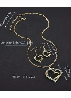 Goolsky 1 Pair Of Earrings + 1 Necklace French Romantic Style Jewelry Set Sparkling Heart Design Silvery Or Golden Make Your Call Gift For Her  - Image 4