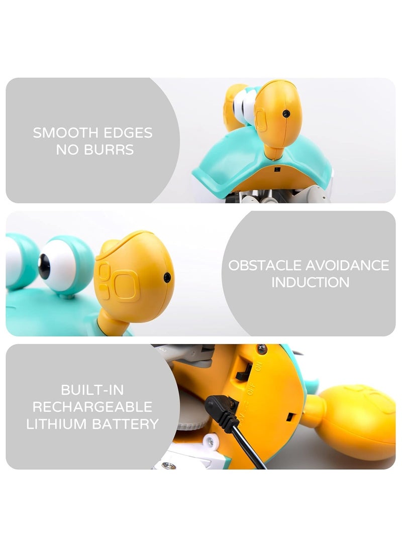 Crawling Crab Baby Toy with Music and LED Light Up for Kids, Toddler Interactive Learning Toy with Automatically Avoid Obstacles, Build in Rechargeable Battery (Green)  - Image 4