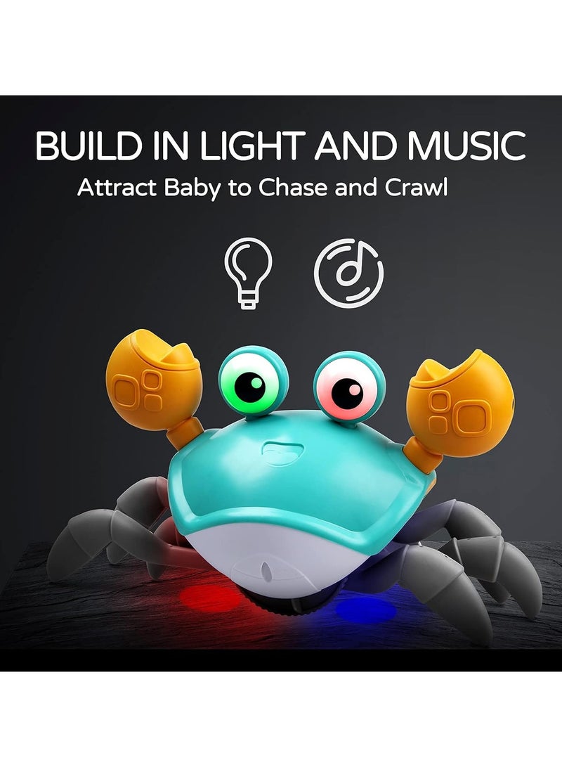 Crawling Crab Baby Toy with Music and LED Light Up for Kids, Toddler Interactive Learning Toy with Automatically Avoid Obstacles, Build in Rechargeable Battery (Green)  - Image 5