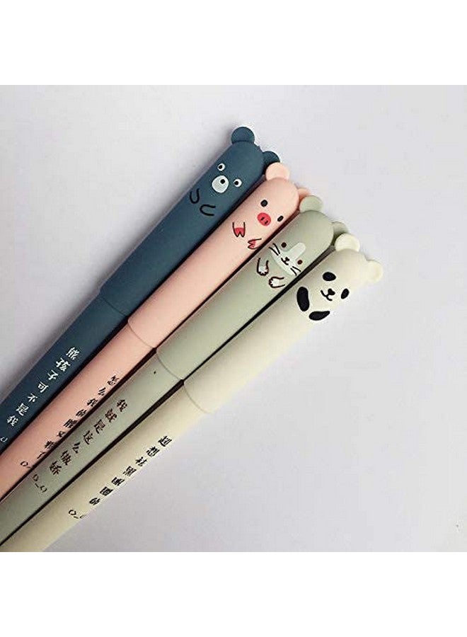 bouti1583 4 Pcsset Kawaii Pig Bear Cat Mouse Erasable Gel Pen School Office Supplies Stationery Gift 0.35Mm Black Ink (Black Ink Color) - Image 4