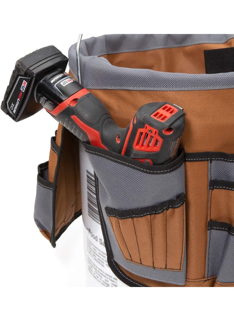 Dickies Dickies 35Pocket 5Gallon Bucket Organizer With Drill Holster Padded Handle and Tape Tether for Contractors and Painters  - Image 3