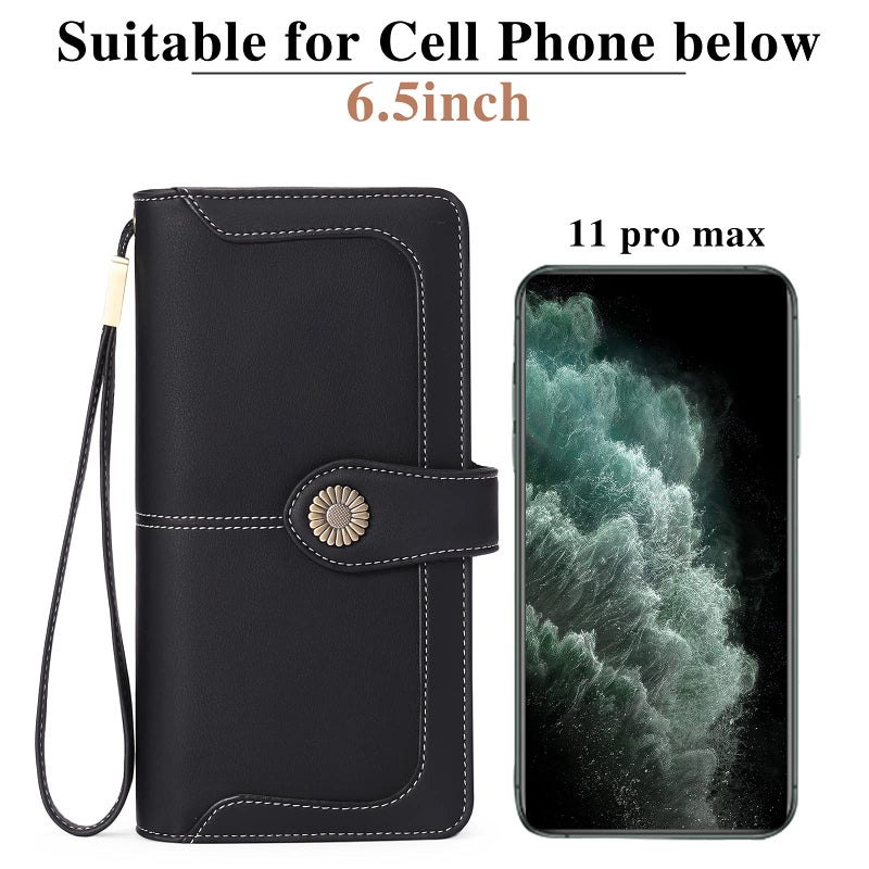 FALAN MULE Women's Wallet Leather RFID Blocking Large Capacity Trifold Ladies Wallet Wristlet Clutch Card Holder - Image 5