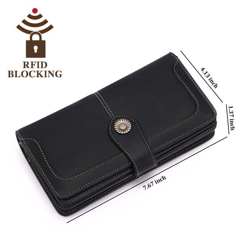 FALAN MULE Women's Wallet Leather RFID Blocking Large Capacity Trifold Ladies Wallet Wristlet Clutch Card Holder - Image 4