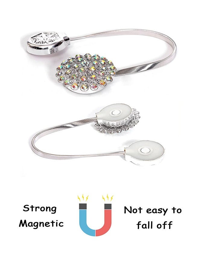 إم إكس إن قطعتان من مشابك الستائر المغناطيسية، ستائر زخرفية من الكريستال المغناطيسي، مشبك ستائر، سلك زنبركي مرن لتزيين المنزل والمكتب - Image 2