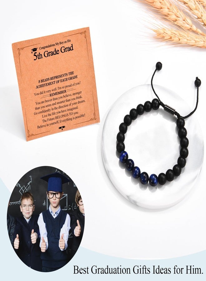 FIEEFX 5th Grade Graduation Gifts for Boys Class of 2026 Fifth Grade Elementary School Graduation Beaded Bracelets Jewelry Gifts with Graduation Card for Boys Him Son Grandson Nephew Friends - Image 2
