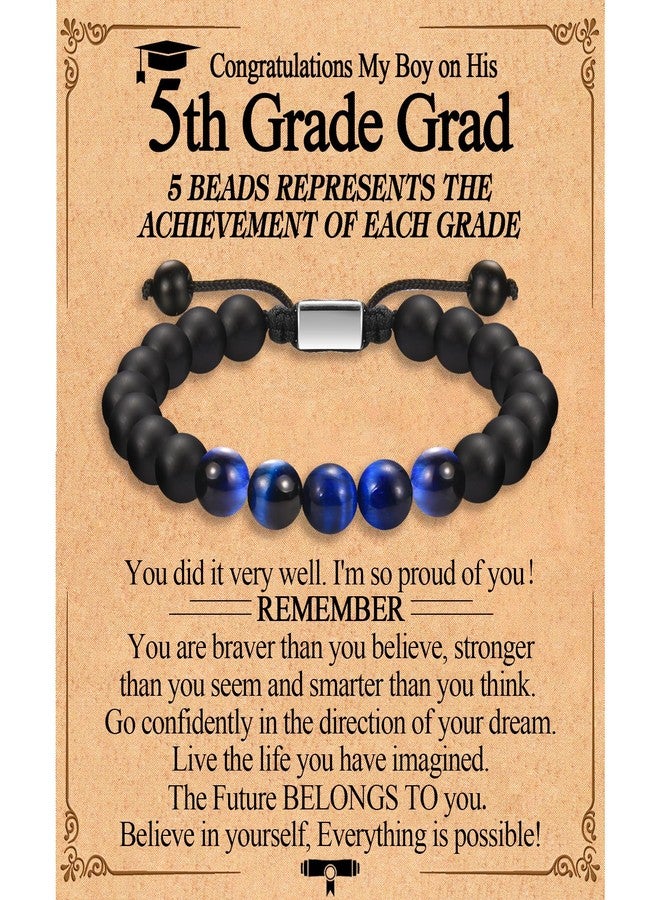 FIEEFX 5th Grade Graduation Gifts for Boys Class of 2026 Fifth Grade Elementary School Graduation Beaded Bracelets Jewelry Gifts with Graduation Card for Boys Him Son Grandson Nephew Friends - Image 1
