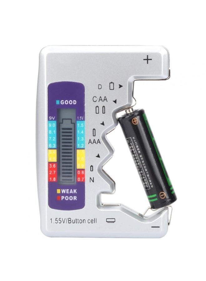 جهاز اختبار بطاريات رقمي لجميع الأنواع AA AAA C D N 9V 1.5V والبطاريات القابلة للشحن - مقاس 9×6 سم لقياس مستوى الشحن - Image 1