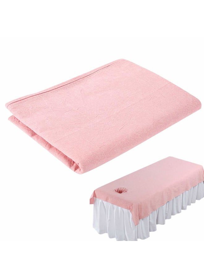 Semme Beauty Massage Bed Sheets, Salon Massage SPA Couch Soft Cotton Bed Cover Protector with Face Breath Hole (Pink) - Image 1