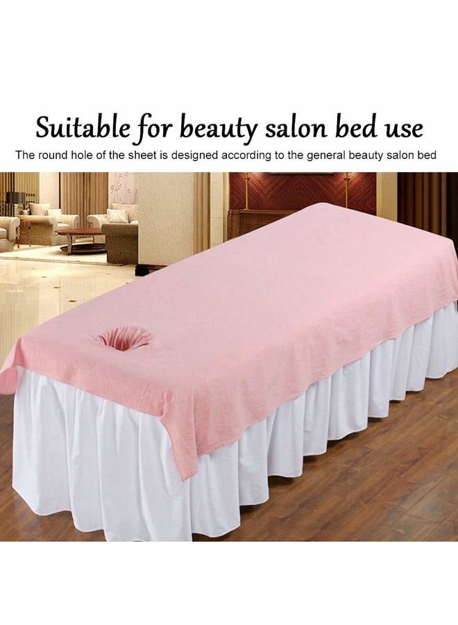 Semme Beauty Massage Bed Sheets, Salon Massage SPA Couch Soft Cotton Bed Cover Protector with Face Breath Hole (Pink) - Image 2