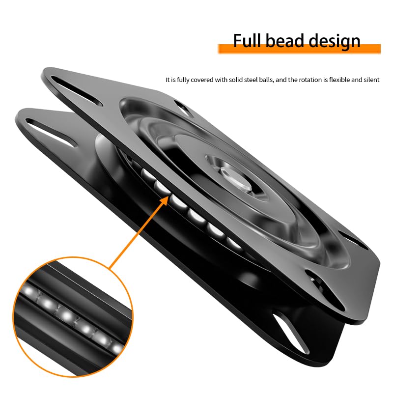 YOQVQOY 2Pcs 6" 360-Degree Boat Seat Swivel, Flat Boat Pedestal Base, Heavy Duty Marine Boat Seat Mount Replacement, Black - Image 2