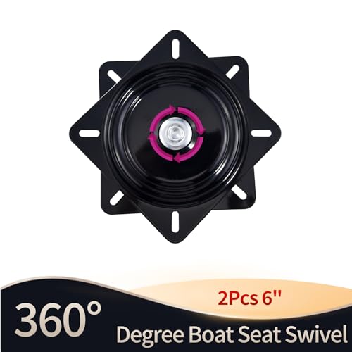 YOQVQOY 2Pcs 6" 360-Degree Boat Seat Swivel, Flat Boat Pedestal Base, Heavy Duty Marine Boat Seat Mount Replacement, Black - Image 4