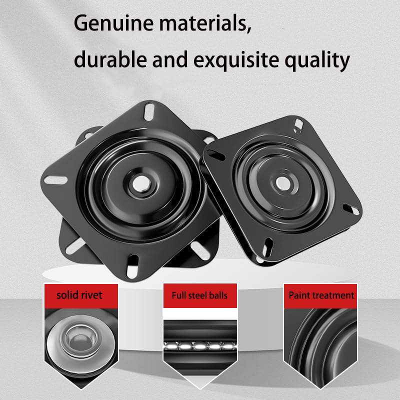 YOQVQOY 2Pcs 6" 360-Degree Boat Seat Swivel, Flat Boat Pedestal Base, Heavy Duty Marine Boat Seat Mount Replacement, Black - Image 3