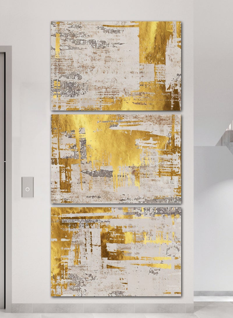 4gdran Three wooden panels with an abstract design - Image 1