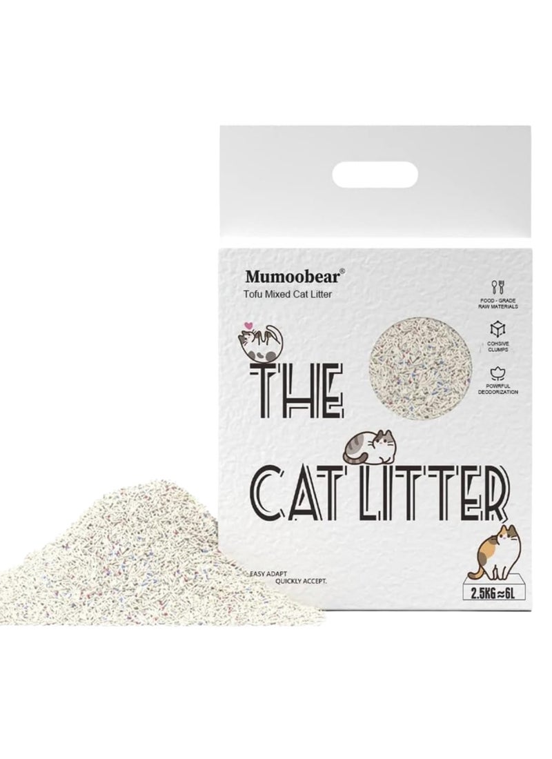 Mumoo Bear 4-in-1 Mixed Tofu Cat Litter with Bentonite, Scent Free and Rapid Clumping, Dust-Free and Low Tracking, Water Absorbent and Fast Drying, Water Flushable package may vary - Image 1
