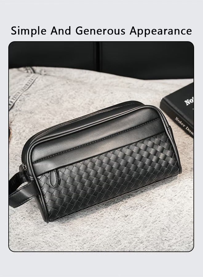 كان واي حقيبة يد رجالية منسوجة يدويًا عالية الجودة خفيفة الوزن للتنقل الأفقي للرجال - Image 2