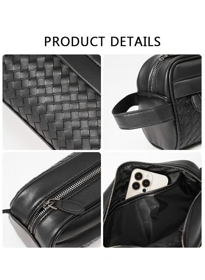 كان واي حقيبة يد رجالية منسوجة يدويًا عالية الجودة خفيفة الوزن للتنقل الأفقي للرجال - Image 5