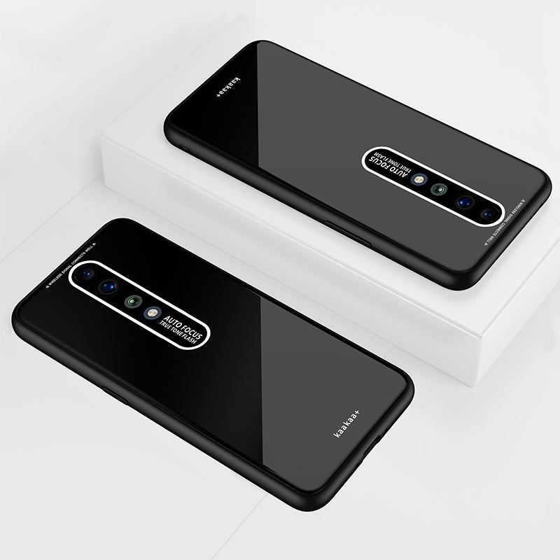 Generic (Unbranded) For OPPO RENO Z Simple Solid Color Acrylic Backboard + TPU Soft Edge Anti-scratch Anti-fall Protective Back Case black - Image 1