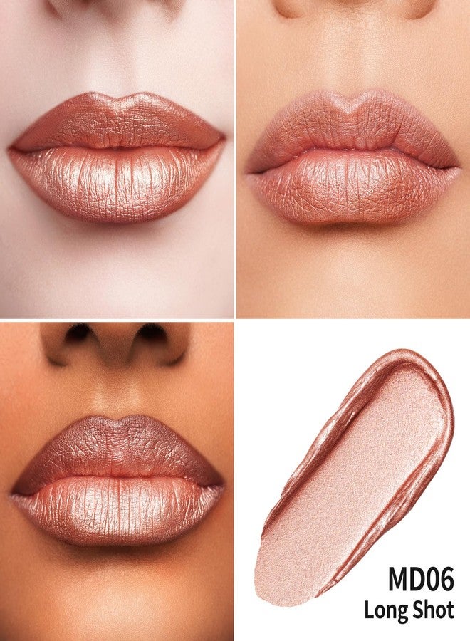Oulac Bronzy Pink Lipstick for Women, Metallic Shine Liqiud Lip Gloss, Long Lasting Waterproof Lipstick, Oil-Based Formula, Transferpfoof, Vegan & Cruelty-Free Makeup MD06 - Image 3