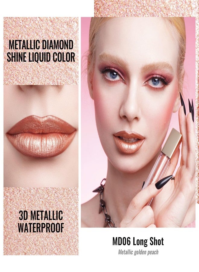 Oulac Bronzy Pink Lipstick for Women, Metallic Shine Liqiud Lip Gloss, Long Lasting Waterproof Lipstick, Oil-Based Formula, Transferpfoof, Vegan & Cruelty-Free Makeup MD06 - Image 2
