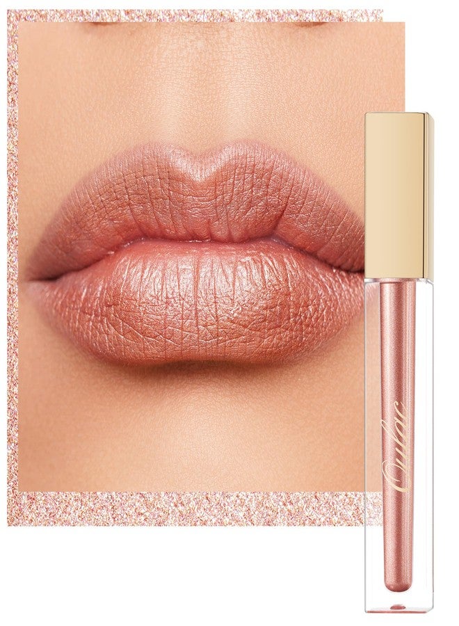 Oulac Bronzy Pink Lipstick for Women, Metallic Shine Liqiud Lip Gloss, Long Lasting Waterproof Lipstick, Oil-Based Formula, Transferpfoof, Vegan & Cruelty-Free Makeup MD06 - Image 1