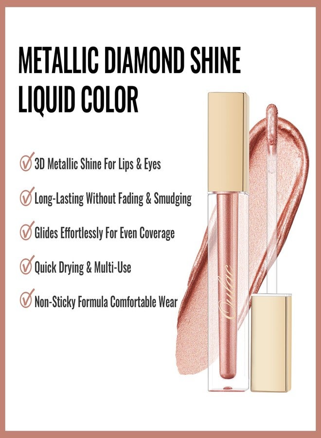 Oulac Bronzy Pink Lipstick for Women, Metallic Shine Liqiud Lip Gloss, Long Lasting Waterproof Lipstick, Oil-Based Formula, Transferpfoof, Vegan & Cruelty-Free Makeup MD06 - Image 4