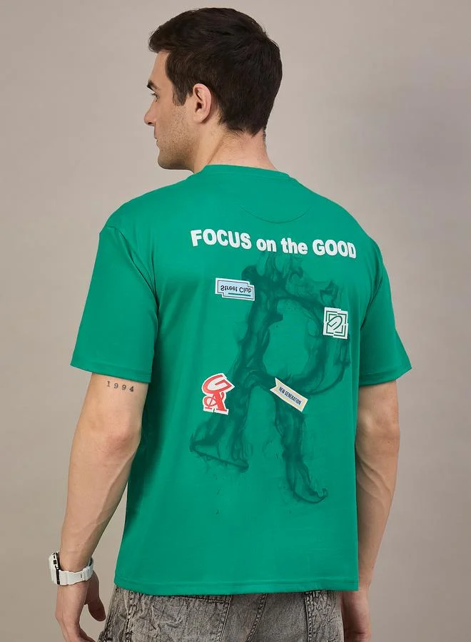 Take Two REPRISE Green Printed Boxy T-Shirt