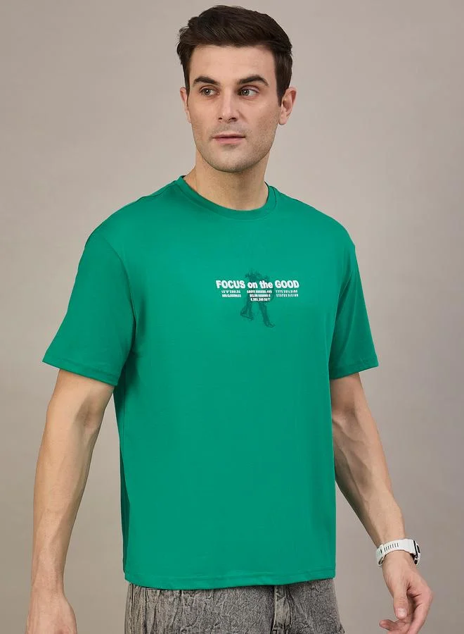 Take Two REPRISE Green Printed Boxy T-Shirt