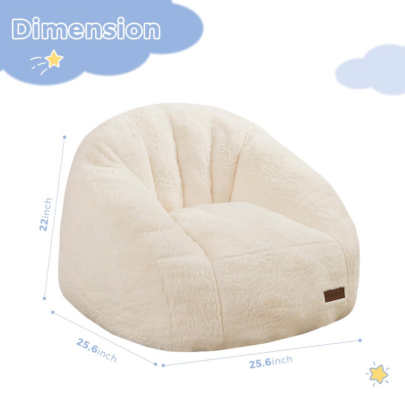 MAXYOYO Bean Bag Chair for Kids, Shell Shaped Bean Bag Couch for Boys and Girls, Toddler Chair Bean Bag Sofa for Playroom, Nursery Room, Beige - Image 2