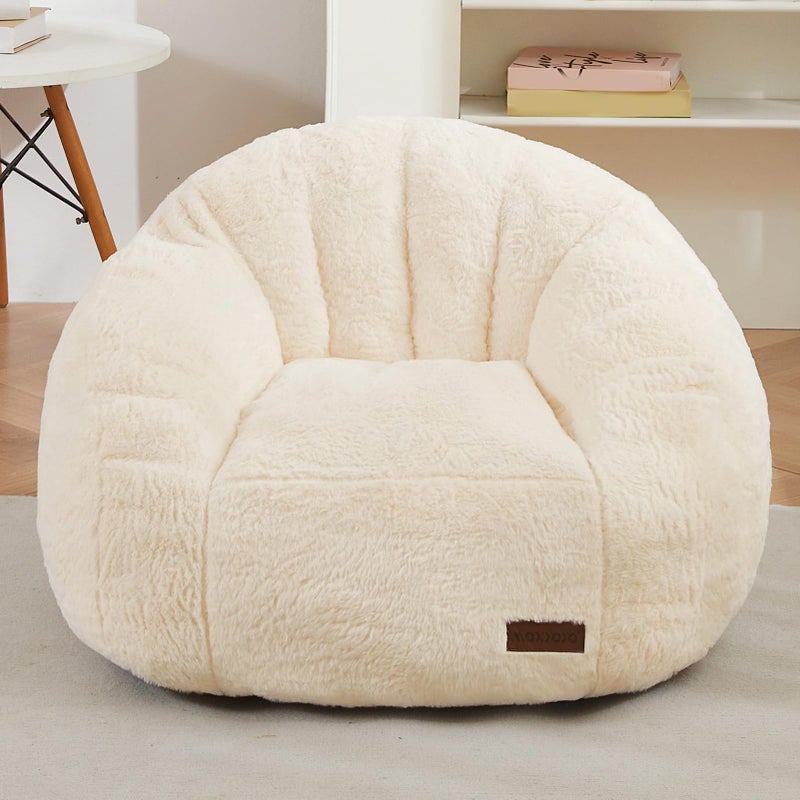 MAXYOYO Bean Bag Chair for Kids, Shell Shaped Bean Bag Couch for Boys and Girls, Toddler Chair Bean Bag Sofa for Playroom, Nursery Room, Beige - Image 1