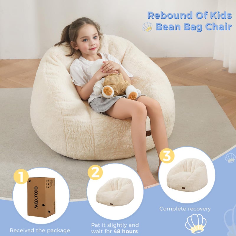 MAXYOYO Bean Bag Chair for Kids, Shell Shaped Bean Bag Couch for Boys and Girls, Toddler Chair Bean Bag Sofa for Playroom, Nursery Room, Beige - Image 5