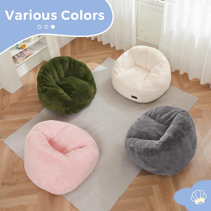 MAXYOYO Bean Bag Chair for Kids, Shell Shaped Bean Bag Couch for Boys and Girls, Toddler Chair Bean Bag Sofa for Playroom, Nursery Room, Beige - Image 4