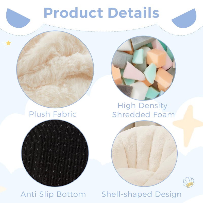 MAXYOYO Bean Bag Chair for Kids, Shell Shaped Bean Bag Couch for Boys and Girls, Toddler Chair Bean Bag Sofa for Playroom, Nursery Room, Beige - Image 3