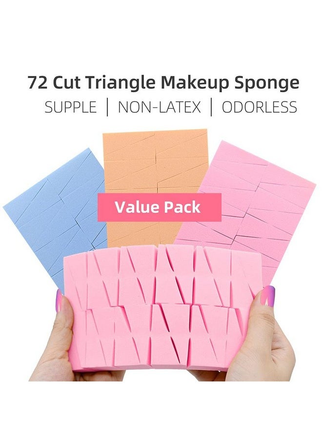 Dolovemk 72 Pcs/Pack Makeup Wedgesmakeup Sponge Blender Smooth Foundation Sponge Powder Puffcosmetic Wedges (Pink Blue Or)  - Image 3