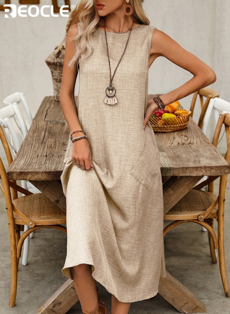 ريوكل نسائي بسيط فستان بلا أكمام كنزة صوفية تصميم سترة خفيفة الوزن قماش مريح لربيع وصيف ملابس كاجوال ونزهات يومية - Image 5