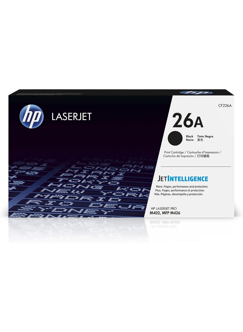 HP Toner HP 26A Black Original Laser Toner Cartridge | CF226A | Compatible with HP LaserJet Pro M402 & M426 Series Printers | High Quality Sharp Black Prints - Image 1