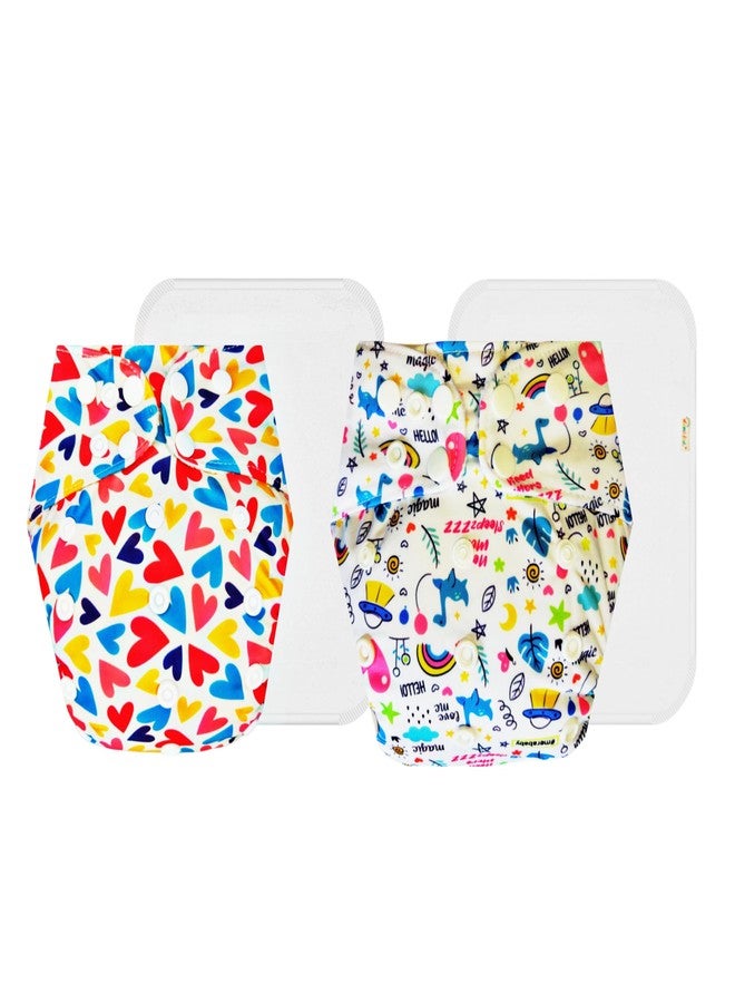 Dumbledo Premium Cloth Diaper with Cotton Insert (Pack of 2) | Dry Feel and Comfortable | 6-Layer Absorbent Pad | Travel Friendly | Ideal for Toddlers | 3 Months - 3 Years | Unisex Baby - Image 1