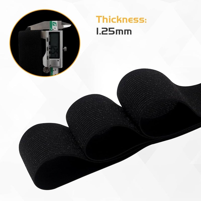Riunbb Black Elastic Bands for Sewing - Waistband Elastic 1-1/2 inch x 30 Yards - Durable, Comfortable Stretch for Pajamas, Crafts, Waistbands & Masks - Image 3