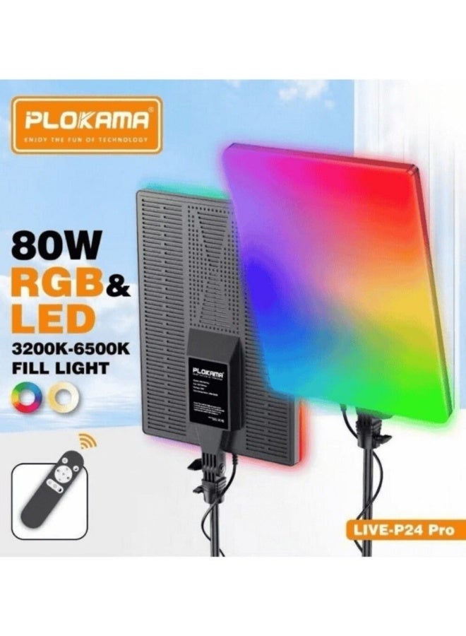 Plokama LIVE P24 pro RGB Panel Fill Light Adjustable Color & Brightness - Image 1
