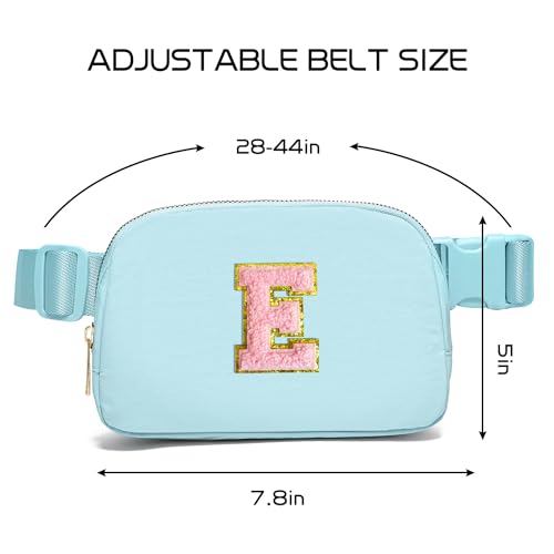 Gitus Gifts for 7 8 9 10 11 Year Old Girls Belt Bag Fanny Pack Crossbody Bags with Initial Letter Patch Birthday Gifts for Daughter Sister Friends Teen girls (Icing Blue-E) - Image 3