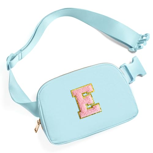 Gitus Gifts for 7 8 9 10 11 Year Old Girls Belt Bag Fanny Pack Crossbody Bags with Initial Letter Patch Birthday Gifts for Daughter Sister Friends Teen girls (Icing Blue-E) - Image 1