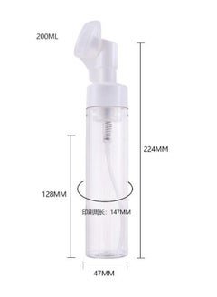 KHAJUL 200ml Silicone Brush Foam Lotion Press Bottle, Cleansing Mousse Foaming Bottle Massage Brush - Effective Cleansing - Deep Purifying Facial Cleansing, Reusable (Transparent White)  - Image 2