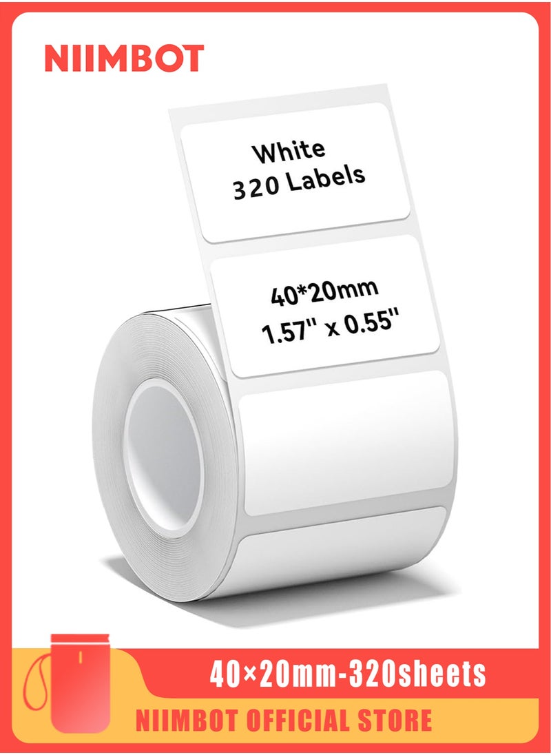 NIIMBOT B21/B1/B3S Label Maker Tape Waterproof Thermal Label Paper Sticker Labels for Barcode Printing 40*20mm White  - Image 1