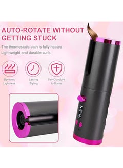 General Automatic Curling Iron - Cordless curling iron with LCD display and adjustable temperature setting, USB rechargeable professional curling iron for long and short hair styling  - Image 2