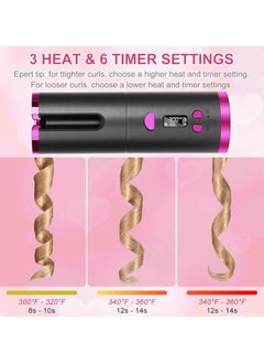 General Automatic Curling Iron - Cordless curling iron with LCD display and adjustable temperature setting, USB rechargeable professional curling iron for long and short hair styling  - Image 3